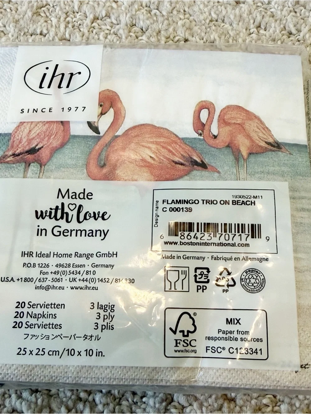 Pink Flamingo Cocktail Napkins Trio Beach Sea Decoupage Art Craft Beverage